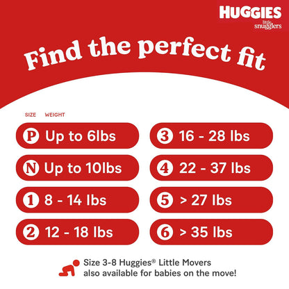 Pañales para bebé talla 4 (22-36 libras), 120 unidades, Huggies Little Snugglers