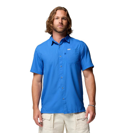 Columbia Slack Tide Camp Camisa de Pesca Manga Corta para Hombre - M - azul (Vivid Blue)