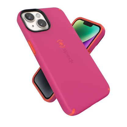 Speck CandyShell Pro - Funda para iPhone de 6.1 Pulgadas, Color Rosa y Rojo energético, Delgada, protección contra caídas, Resistente a arañazos, Tacto Suave, Doble Capa