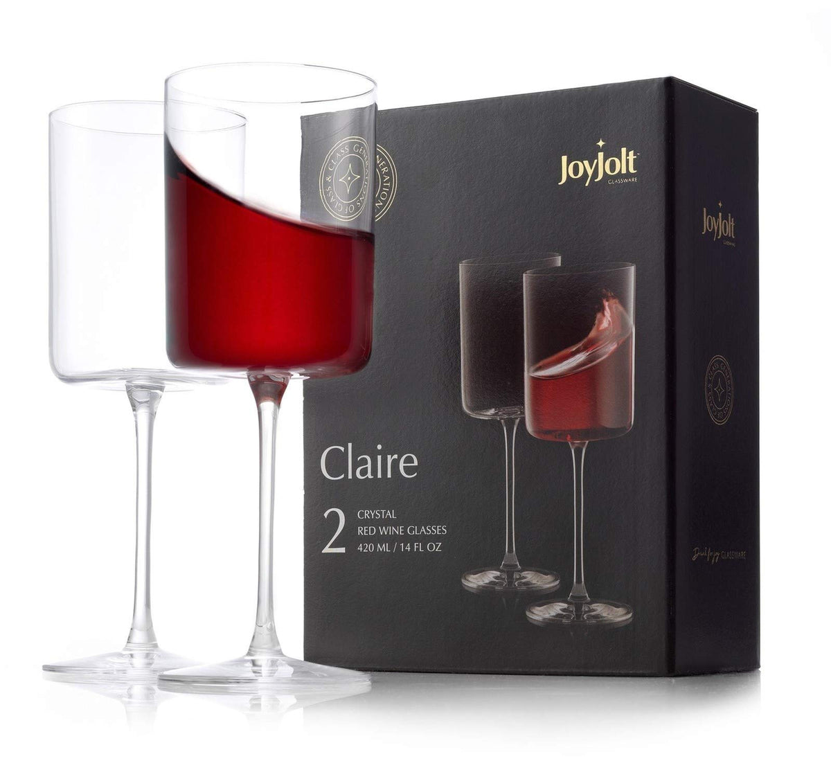 JoyJolt Claire Juego de 2 Copas de Champaña de Vidrio 6.5 oz - Copas de vino tinto
