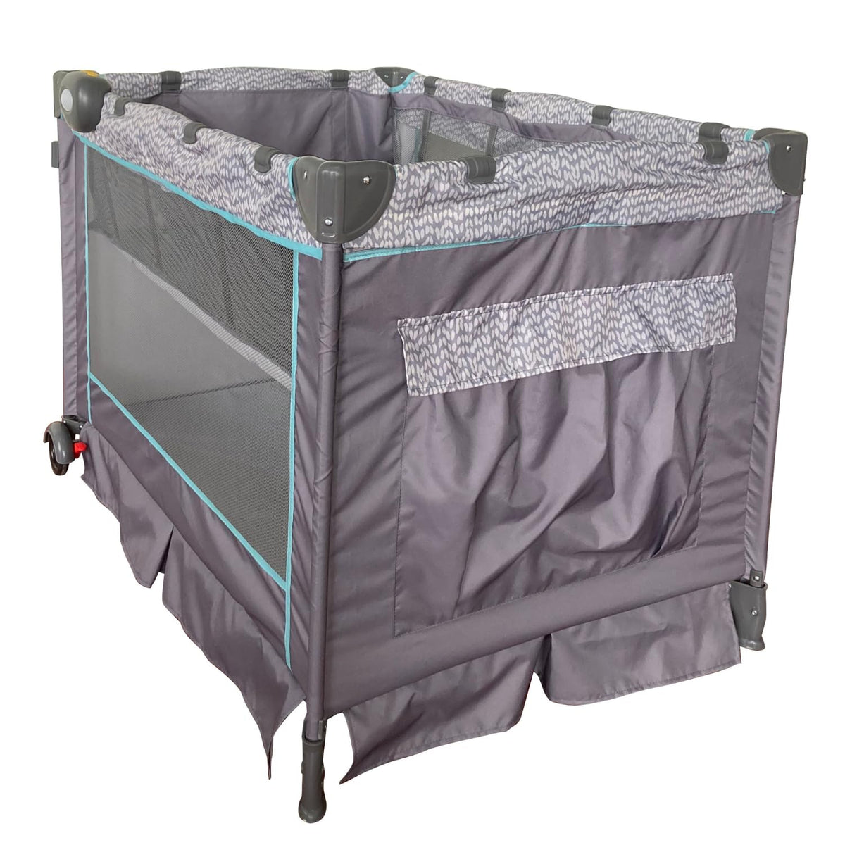 Prinsel Cuna Mecedora Aura 3 en 1, Gris y Azul, con Capota, Mosquitero, Cambiador, Módulo Electrónico, Ruedas, hasta 18 kg