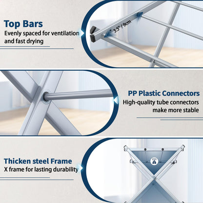 Whitmor - Tendedero Plegable de 3 Niveles, Estante de Secado Plegable, Estante de Ropa portátil Que Ahorra Espacio para Interiores y Exteriores, 22.6 Pulgadas de Largo x 14.6 Pulgadas de Ancho x 41