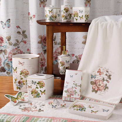 Avanti Linens - Bomba de loción/dispensador de jabón, Accesorios de encimera de cerámica, decoración artística del hogar (colección de jardín de Mariposas)