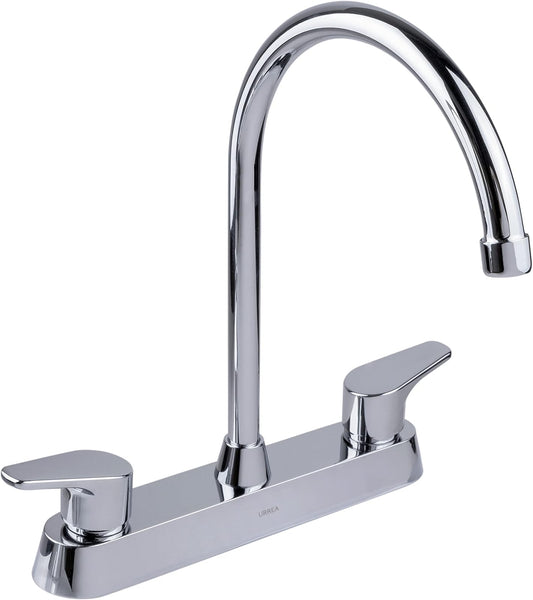 Urrea 318CL Mezcladora con manerales de palanca de 8", latón, acabado cromo