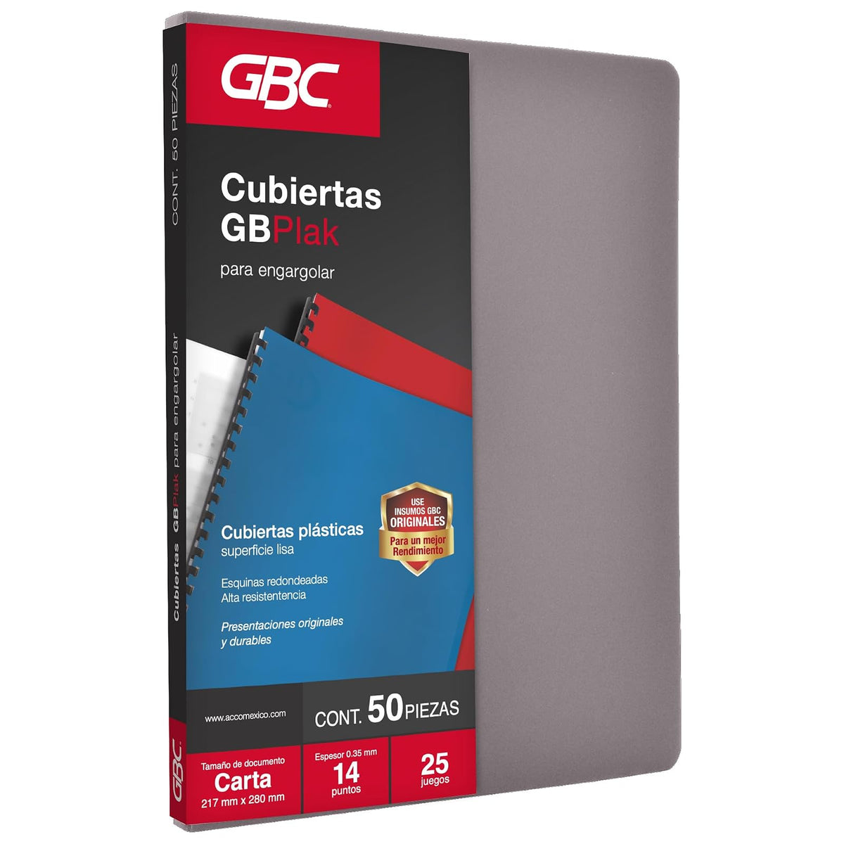 GBC Cubierta para Encuadernar Tamaño Carta, 14 Puntos - LISO - COLOR HUMO