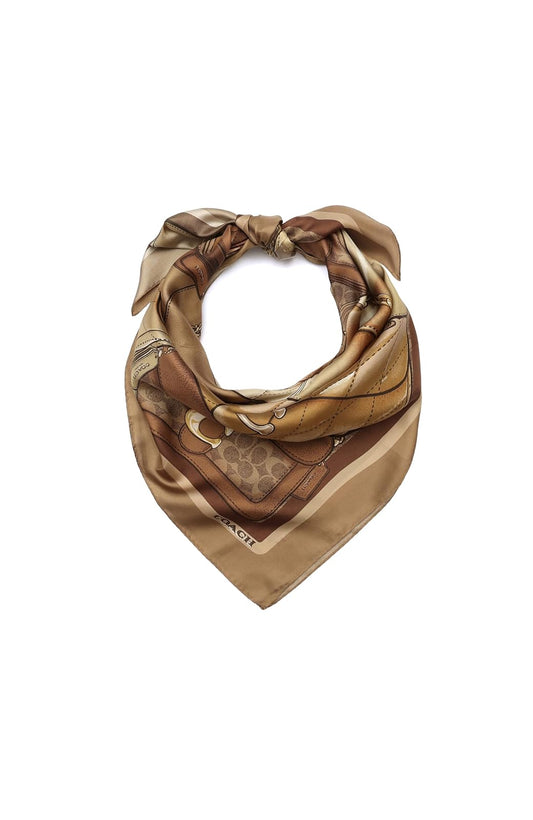 COACH Stacked Tabby Printed Silk Square Bufanda Mujer