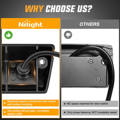 Nilight - Luz exterior para caravana, 2 piezas, luces de porche de 5 pulgadas, haz blanco, 12 V, 24 V, iluminación de carga LED, carcasa de aluminio negro para caravanas, remolques, viajes, campistas