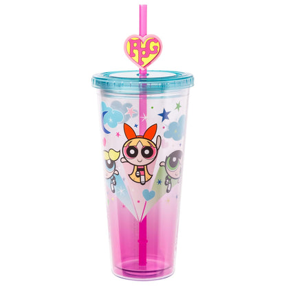 Silver Buffalo Taza Fría Garfield con Tapa y Popote, 24 oz - The Powerpuff Girls Original