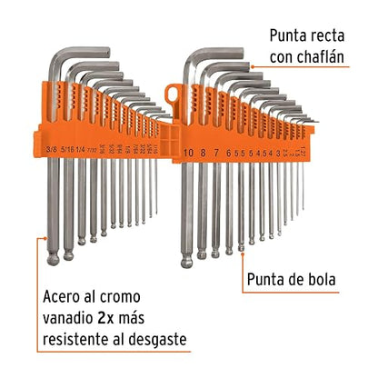 Truper ALL-25, Juego de 25 llaves Allen standard y milimétricas c/estuche
