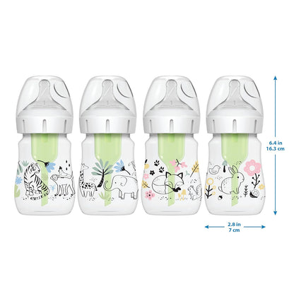 Dr. Brown’s Natural Flow® Anti-Colic Options+™ Wide-Neck Baby Bottle Designer Edition Bottles, Woodland Decos, 5 oz/150 mL, Level 1 Nipple, 2-Pack, 0m+