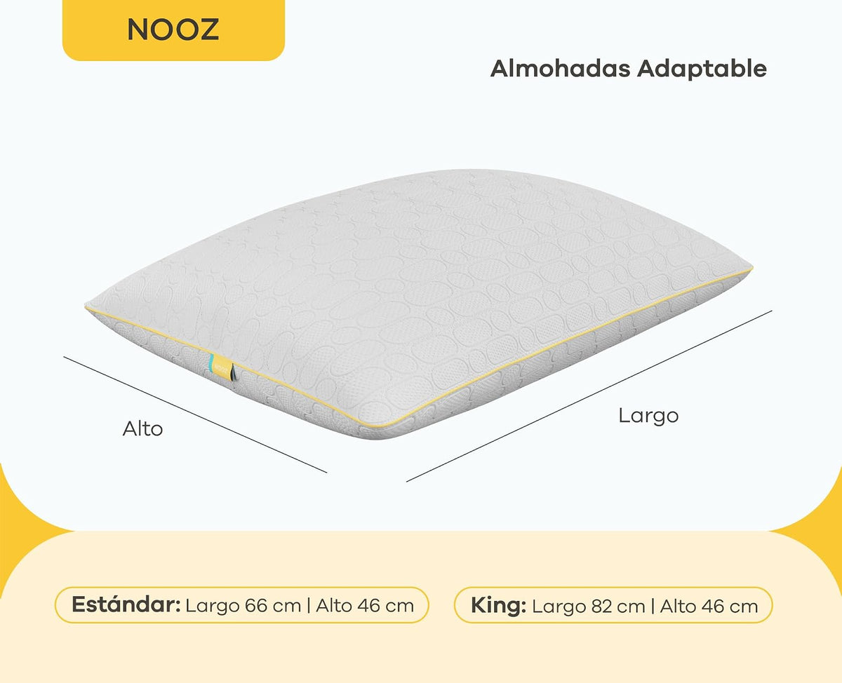 Nooz Almohadas Pack de 2 Adaptables Estándar Memory Foam Ajustables Altura Personalizable Soporte Cuello