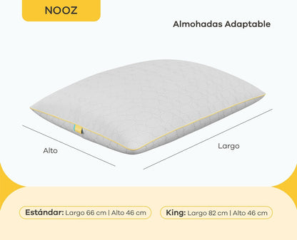 Nooz Almohadas Pack de 2 Adaptables Estándar Memory Foam Ajustables Altura Personalizable Soporte Cuello