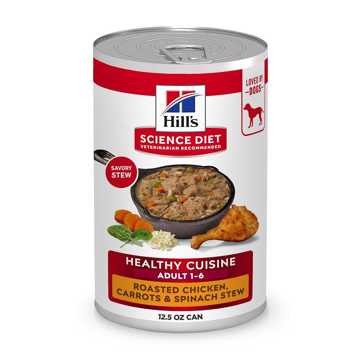 Hill's Science Diet Alimento para Perro Adulto, Croqueta o Lata - Lata - Pollo, Zanahoria, Espinaca - 354 g (Paquete de 12)