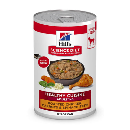 Hill's Science Diet Alimento para Perro Adulto, Croqueta o Lata - Lata - Pollo, Zanahoria, Espinaca - 354 g (Paquete de 12)