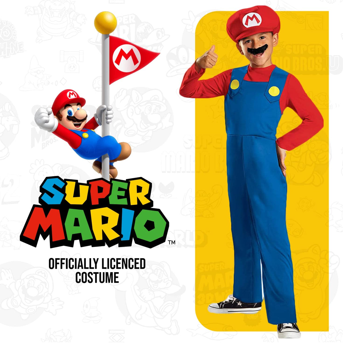 Disguise Nintendo Super Mario Brothers Mario Disfraz clásico para niños, Un Solo Color, Grande/10-12