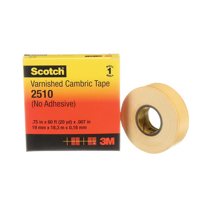3M Scotch Cinta de Cambric Barnizada 2510 | Amarilla, 3/4", 60 pies, 1 rollo, tela de algodón