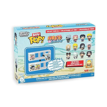 Funko Bitty Pop! 4 Pack: Naruto Shippuden - Team 7 (1 in 6 Chase Chance) | Mercancía Oficial - Mini Figuras de 2.2 cm con Exhibidor - Decoración de Pasteles y Relleno de Piñata