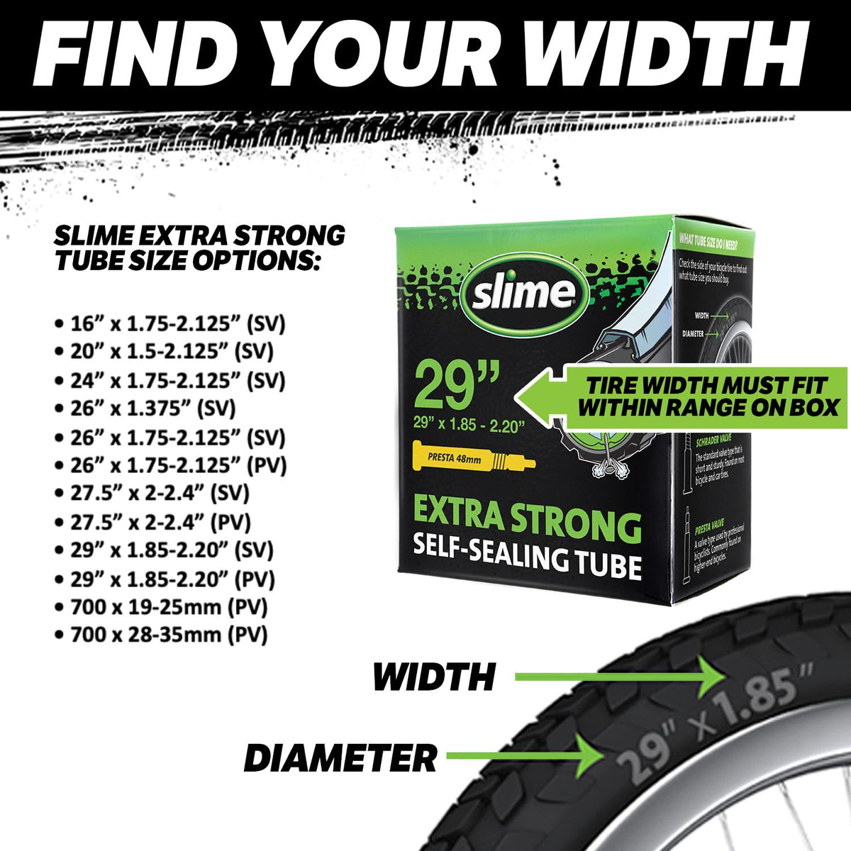 Slime Bike Inner Tube with Slime Puncture Sealant, Self Sealing, Prevent and Repair