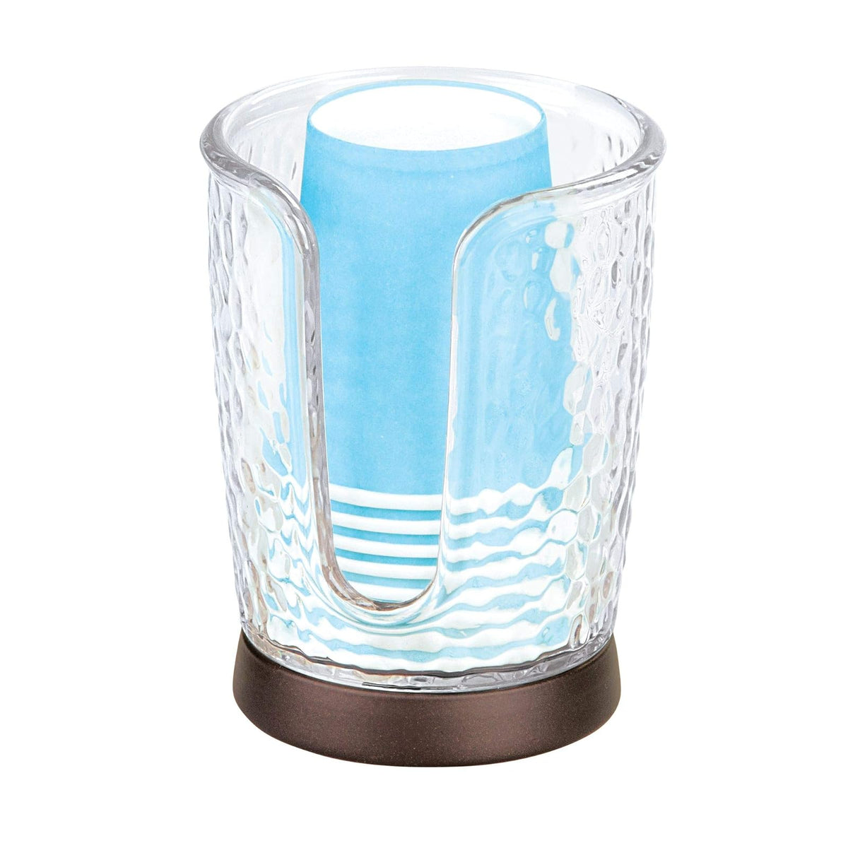 interDesign 53651 Rain Disposable Paper and Plastic Cup Dispenser for Bathroom Vanity and Countertops, Clear/Bronze