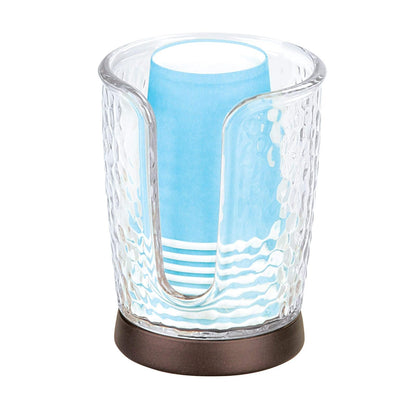 interDesign 53651 Rain Disposable Paper and Plastic Cup Dispenser for Bathroom Vanity and Countertops, Clear/Bronze