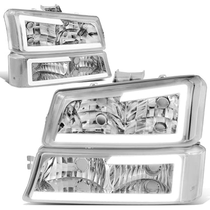 DNA Motoring Faros Delanteros LED DRL para Chevrolet Silverado 2003-2007 - Cromado