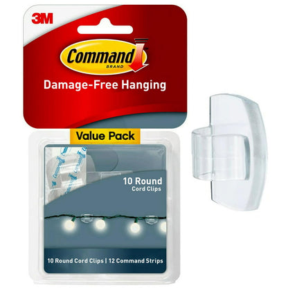 Command Clips de luz para exteriores, clips de luz colgantes sin daños con tiras adhesivas, clips de pared para colgar decoraciones de Navidad al aire última intervensión, luces y cables, 20 clips transparentes y 24 tiras de comando - 40 Clips - Interiore