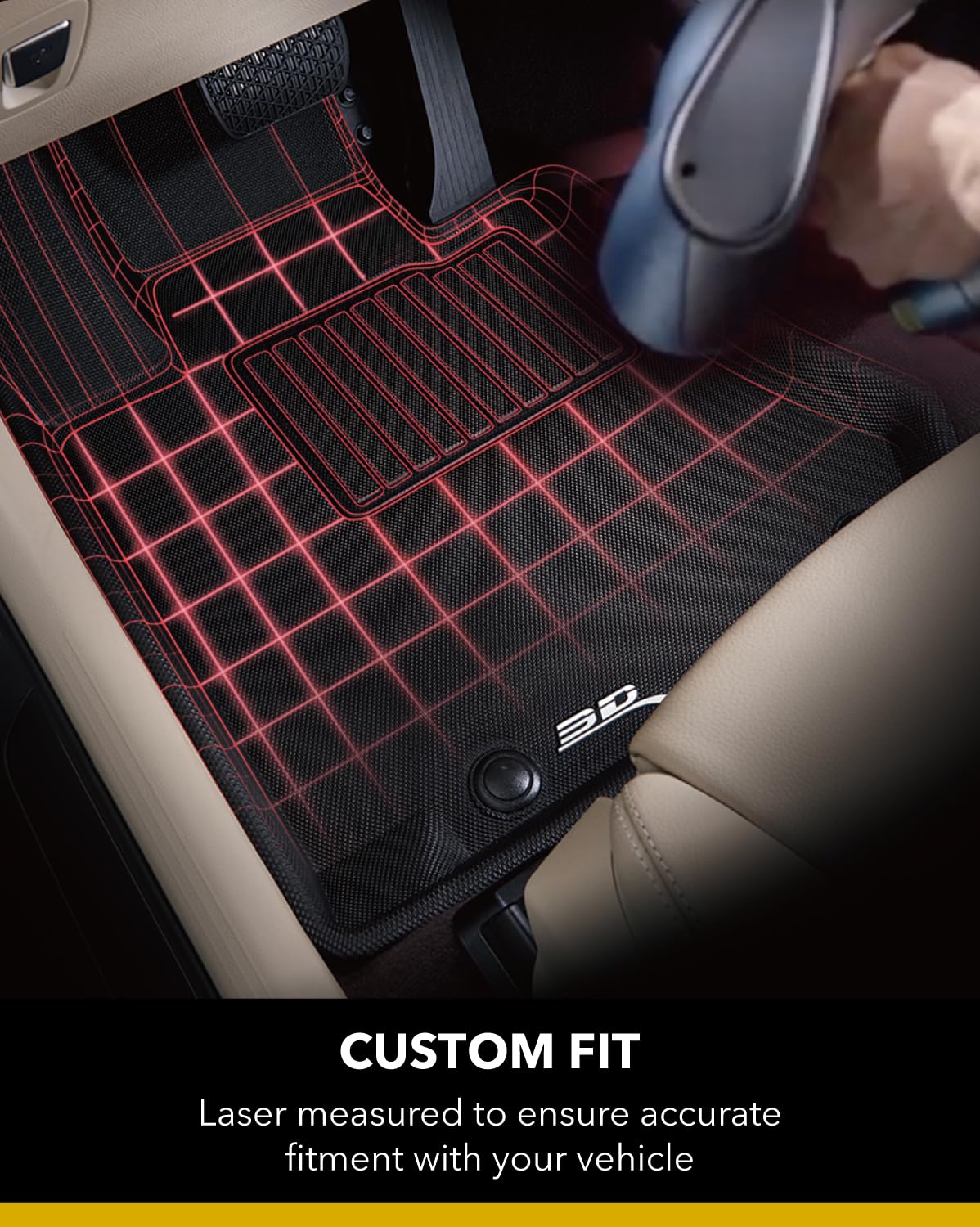 3D MAXpider Complete Set Custom Fit All-Weather Floor Mat for Select Nissan Murano Models - Kagu Rubber (Tan)
