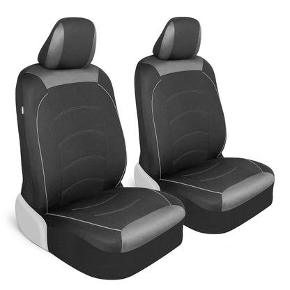 Motor Trend - Fundas de Asiento de Automóvil de Tela Negra para Asientos Delanteros, Fundas de Asiento de cubeta de automóvil de Alta Calidad, Hechas para vehículos con reposacabezas extraíbles, Fundas - Asientos delanteros negros