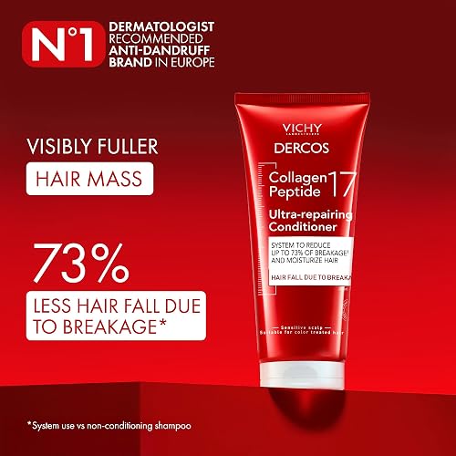 Vichy Dercos Collagen 17 Acondicionador Dermatológico Reparador 150ml | Ultra Reparador con Péptidos Pro-Colágeno para Cabello Dañado y Caída por Quiebre, Hidrata Profundamente para más Fuerza