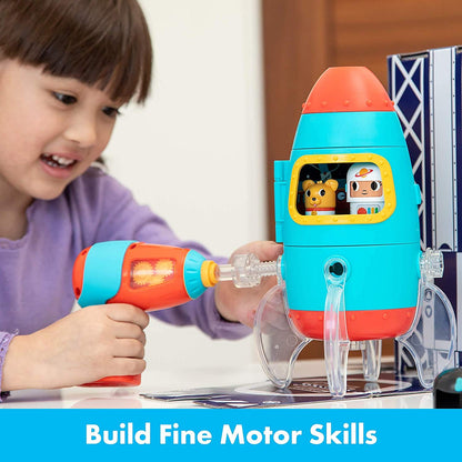 Educational Insights Design & Drill Bolt Buddies Rocket, Juguete para desarrollar Habilidades motrices Finas y Aprender CTIM, Taladro de Juguete Perfecto para Mayores de 3 años