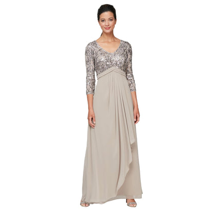 Alex Evenings Vestido Largo de Encaje con Cintura Imperial Vestido para Ocaciones Especiales para Mujer