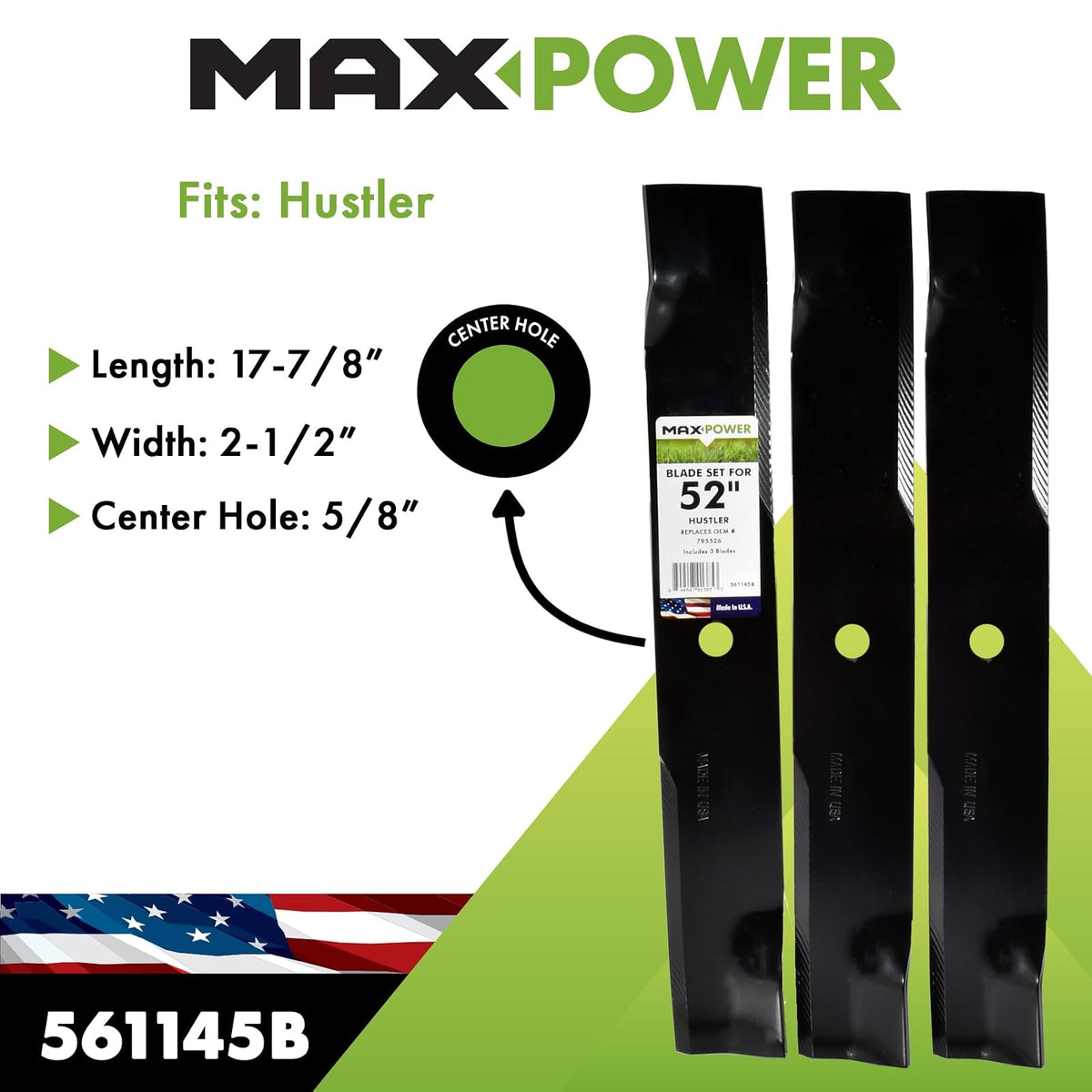 Maxpower 561145B 561145 - Juego de Cuchillas, Color Negro