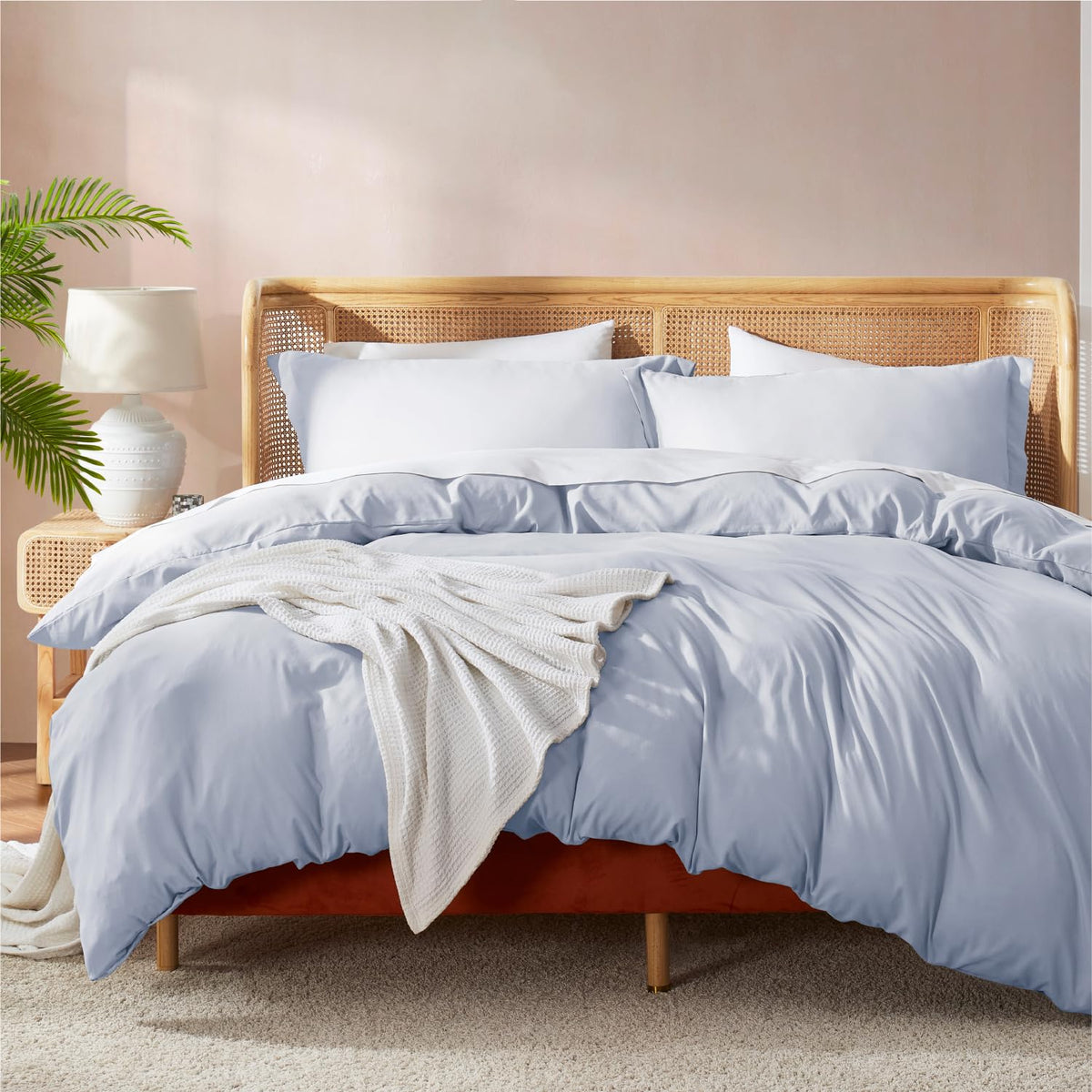 Nestl Bedding Juego de Funda para Edredón de 3 Piezas - Matrimonial - Azul Hielo