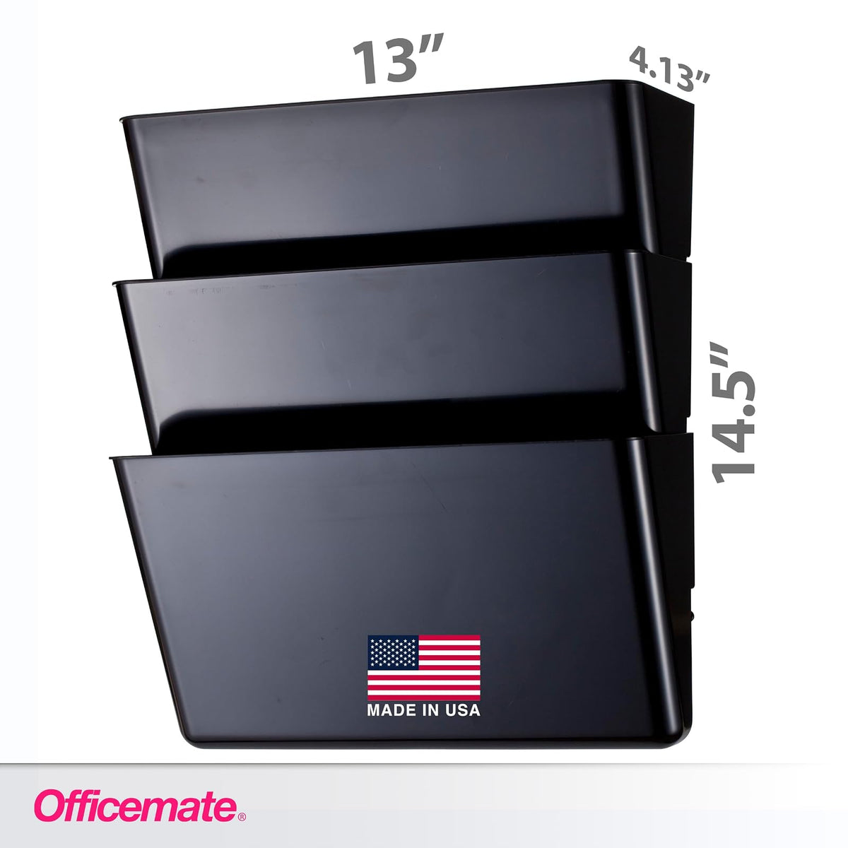 Officemate Letter Size Wall File, Recycled, Black, Set of 3 (26092)