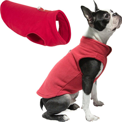 Gooby Chaleco de Forro Polar para Perro con Correa Integrada - X-Small chest (~10") - Rojo