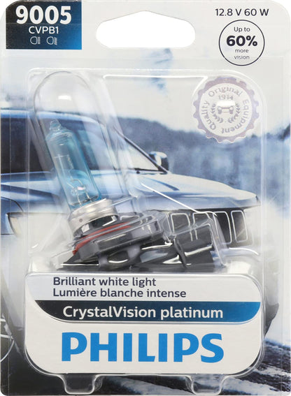 Philips Automotive Lighting 9005 CrystalVision Platinum - Foco para faros delanteros, paquete de 1