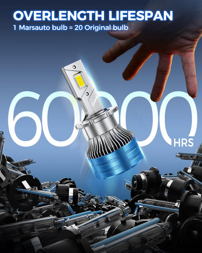 Marsauto Bombillas HID D4S/D4R de Xenón 6500K Blanco 30,000 LM Plug and Play, Paquete de 2