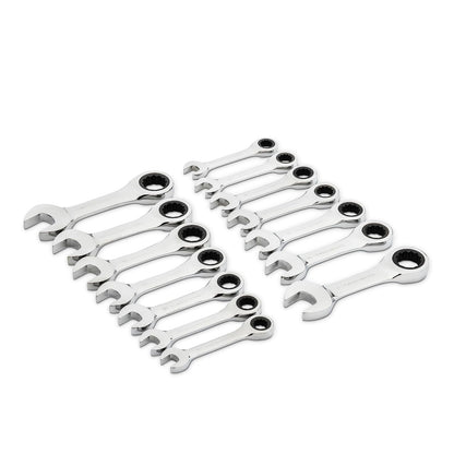 GEARWRENCH Juego de llaves combinadas de carraca SAE/métricas de 14 unidades, 12 puntos, 85206