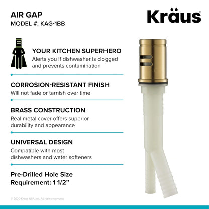 Kraus KAG-1BB - Filtro de aire para lavaplatos, color bronce cepillado