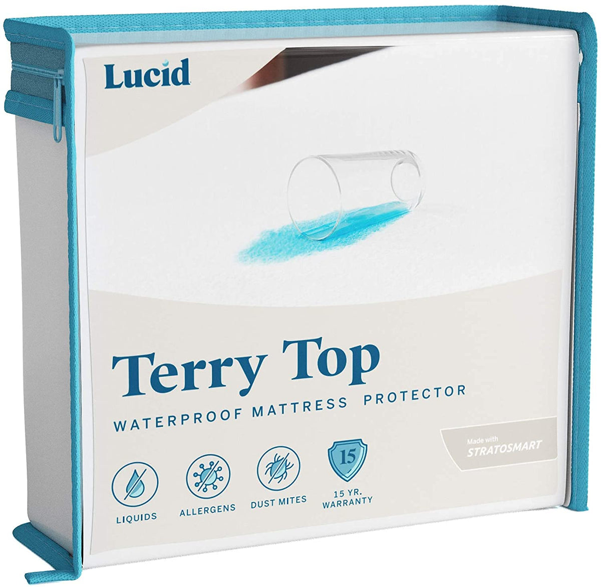 Lucid - Protector de Colchón 100% Impermeable - Ajuste Universal - Cubierta de Tela Toalla - Cubre Colchón de Algodón Suave - Hipoalergénico y Transpirable - Blanco - Tamaño California King