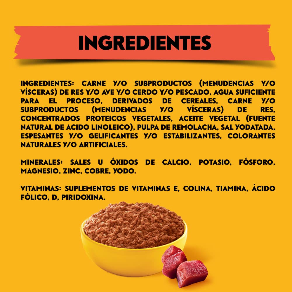 Pedigree Alimento Húmedo para Perros Adultos, Sabor Res Carne Molida 375 Gr, Paquete De 24 Latas
