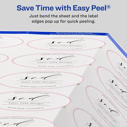 Avery Print - To - The - Edge Oval Labels, 2 x 3.3 Inches,Glossy White, 80 Labels (22820)