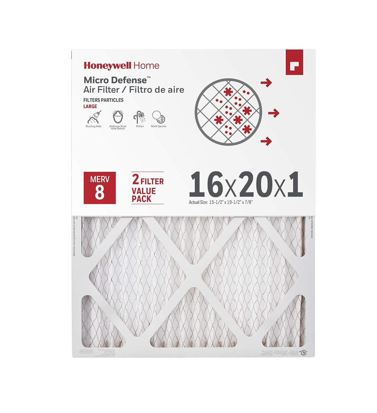MicroDefense de Honeywell C CF108A1625-2PK/C - Filtro para Honeywell, 16 x 20 x 1