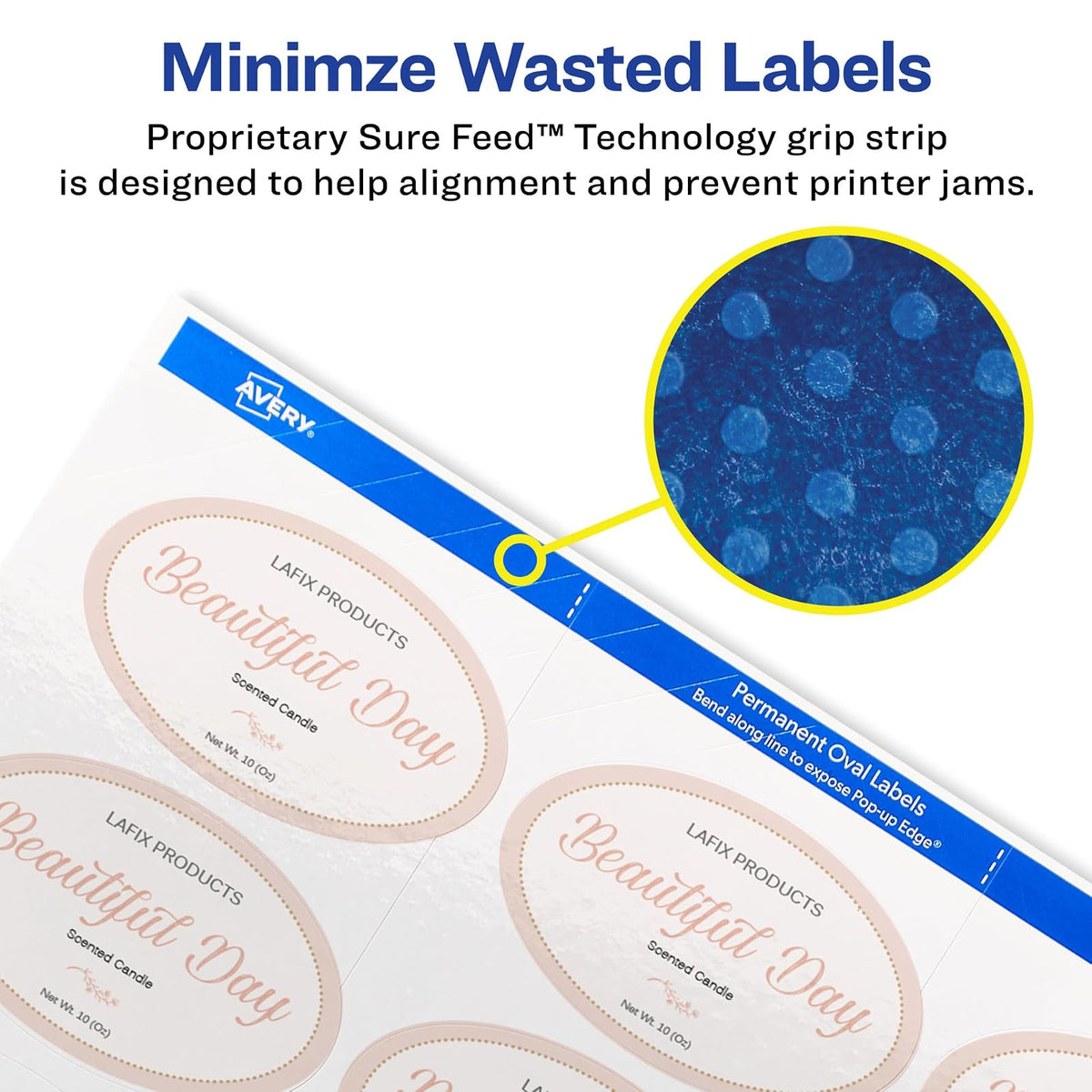 Avery Print - To - The - Edge Oval Labels, 2 x 3.3 Inches,Glossy White, 80 Labels (22820)