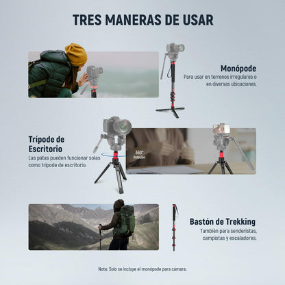 NEEWER 71,6" Monopié Cámara, Trípode Viaje Ligero Fibra Carbono con Base Desmontable para Grabación Video con Videocámara DSLR, Palo Selfie Telescópico y Trekking Bastón, Carga Máxima 6kg, TP71