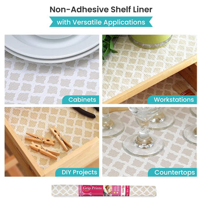 Con-Tact 08F-C8AR0-04 Solid Grip Prints Non-Adhesive Non-Slip Shelf and Drawer Liner, 18-Inches by 8-Feet, Talisman Taupe