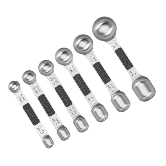 Cuisinart CTG-00-6MSP - Juego de cucharas medidoras magnéticas de acero inoxidable, color negro y plateado