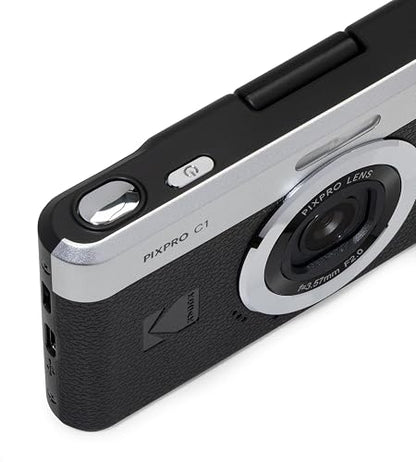 Kodak PIXPRO C1 - Cámara Digital con Zoom Compatible con 13 MP, Punto Compacto y Disparo con visualización LCD abatible de 2.8 Pulgadas y 180°, diseño Retro clásico con Zoom 4X y Video Full HD 1080P