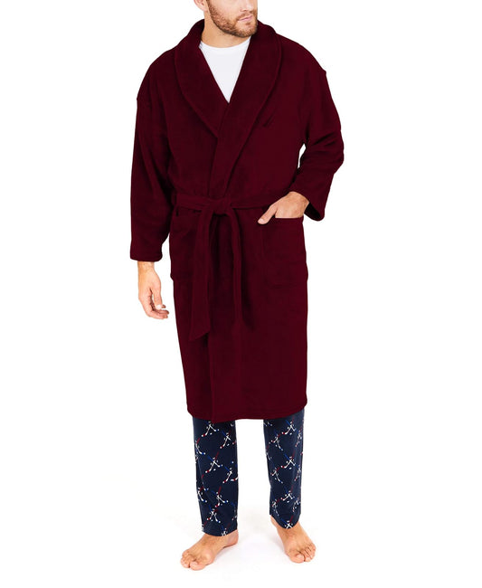 Nautica Nautica Men's Long Sleeve Cozy Soft Plush Shawl Collar Robe Albornoz Hombre