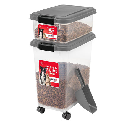 IRIS USA Combo de Recipientes Herméticos para Alimento de Mascota - Dark Gray